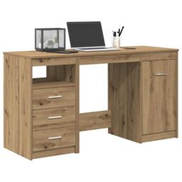 Berkfield Home Desk with Cabinet Artisan Oak Engineered Wood in Brown