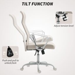 HOMCOM High Back Office Chair, Computer Desk Chair for Home, Cream White - thumbnail 5