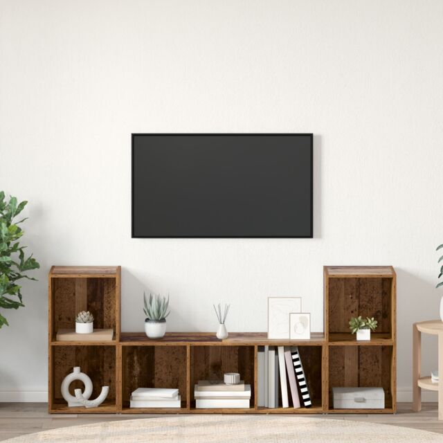 Berkfield Home TV Cabinet Set 3 pcs Brown 107 x 35 x 37 cm Engineered wood - image 1
