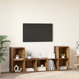 Berkfield Home TV Cabinet Set 3 pcs Brown 107 x 35 x 37 cm Engineered wood - thumbnail 4