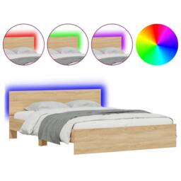 Berkfield Home Durable Bed Frame with LED without Mattress Sonoma Oak 150x200 cm in Brown - Size: King - thumbnail 3