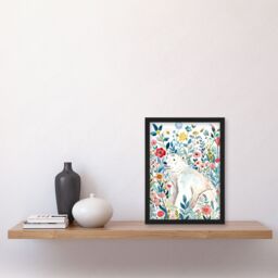 "Artery8 Polar Bear Basking Wildflower Field Watercolour Framed Wall Art - Size: W12"" x H16""" - thumbnail 4