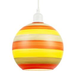Happy Homewares Multicolour Striped Glass Globe Pendant Shade with Retro Character - thumbnail 2