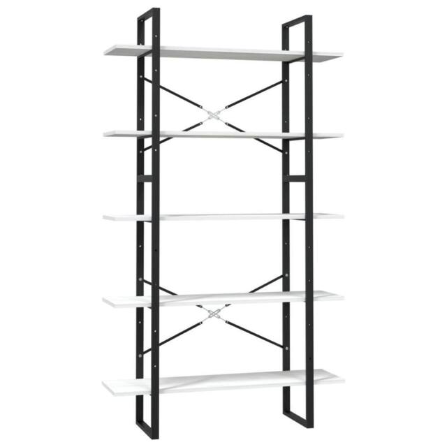 Berkfield Home 5-Tier Book Cabinet White 100x30x175 cm Pinewood - Size: 100 x 30 x 175 cm - image 1