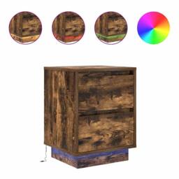 Berkfield Home Durable Bedside Cabinet with LED Lights¬†Smoked Oak 38x34x50 cm - Size: 38 x 34 x 50 cm - thumbnail 3