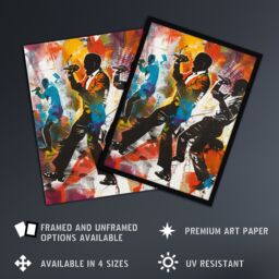 Artery8 Bright Colourful Artwork Soul Singers Silhouette Framed Art Print - Size: A4 - thumbnail 2
