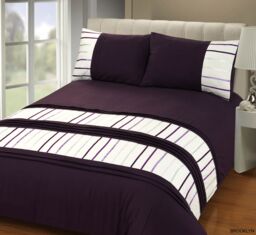 Rapport Home Brooklyn Polyester Duvet Cover Set With Pillowcase in Aubergine - Size: Double
