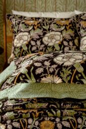 Morris & Co 'Pink & Rose Teal' Duvet Cover Set in Teal - Size: Double - thumbnail 4