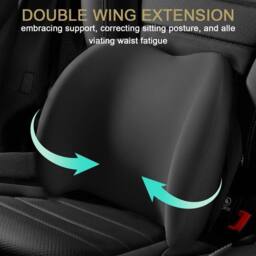NESTLUNE Lumbar Back Support Cushion Car Seat Wheelchair Office Chair in Black - Size: 120 cm x 135 cm - thumbnail 3