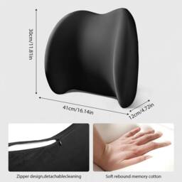 NESTLUNE Lumbar Back Support Cushion Car Seat Wheelchair Office Chair in Black - Size: 120 cm x 135 cm - thumbnail 2