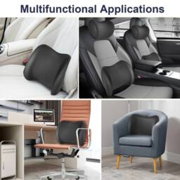 NESTLUNE Lumbar Back Support Cushion Car Seat Wheelchair Office Chair in Black - Size: 120 cm x 135 cm - thumbnail 5