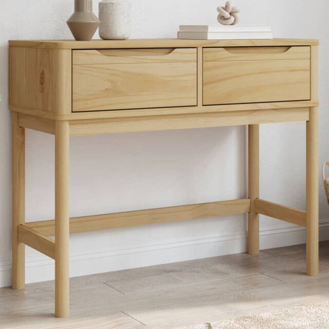 Berkfield Home Console Table FLORO Wax Brown 89.5x36.5x73 cm Solid Wood Pine - image 1