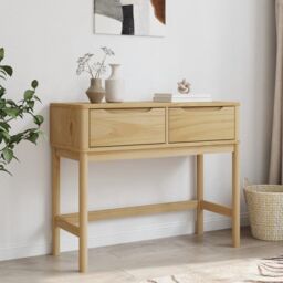 Berkfield Home Console Table FLORO Wax Brown 89.5x36.5x73 cm Solid Wood Pine - thumbnail 3