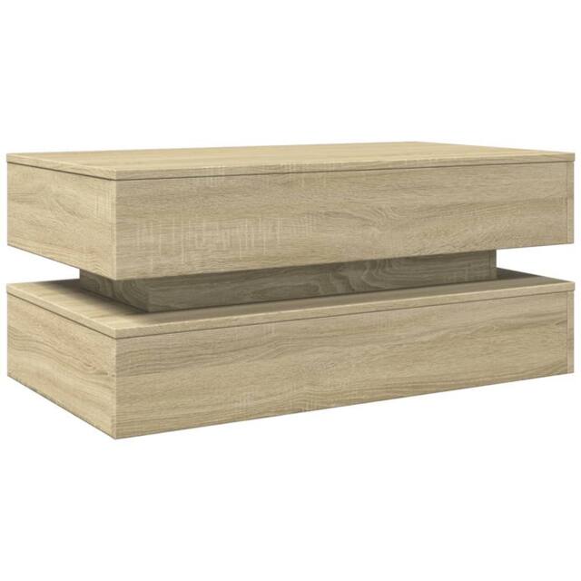 Berkfield Home Modern Coffee Table with LED Lights Sonoma Oak 90x50x40 cm in Light Tan - Size: 90 x 50 x 40 cm - image 1