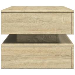 Berkfield Home Modern Coffee Table with LED Lights Sonoma Oak 90x50x40 cm in Light Tan - Size: 90 x 50 x 40 cm - thumbnail 8