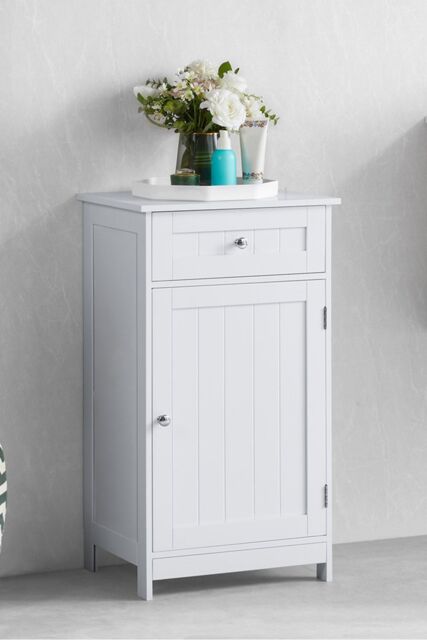 Home Discount Bath Vida Priano 1 Door 1 Drawer Freestanding Cabinet Bathroom in White - image 1