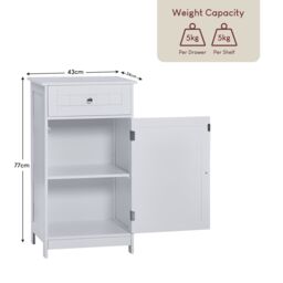 Home Discount Bath Vida Priano 1 Door 1 Drawer Freestanding Cabinet Bathroom in White - thumbnail 2