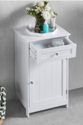 Home Discount Bath Vida Priano 1 Door 1 Drawer Freestanding Cabinet Bathroom in White - thumbnail 4