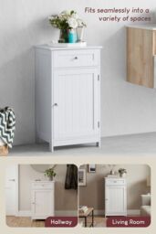 Home Discount Bath Vida Priano 1 Door 1 Drawer Freestanding Cabinet Bathroom in White - thumbnail 7