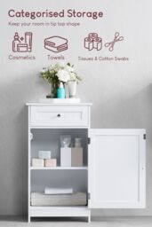 Home Discount Bath Vida Priano 1 Door 1 Drawer Freestanding Cabinet Bathroom in White - thumbnail 3