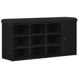 Berkfield Home Storage Bench Black Oak 100x30x48 cm Engineered Wood - Size: 100 x 30 x 48 cm - thumbnail 2