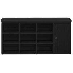 Berkfield Home Storage Bench Black Oak 100x30x48 cm Engineered Wood - Size: 100 x 30 x 48 cm - thumbnail 6