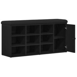 Berkfield Home Storage Bench Black Oak 100x30x48 cm Engineered Wood - Size: 100 x 30 x 48 cm - thumbnail 5