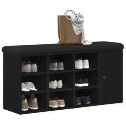 Berkfield Home Storage Bench Black Oak 100x30x48 cm Engineered Wood - Size: 100 x 30 x 48 cm - thumbnail 3