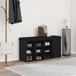 Berkfield Home Storage Bench Black Oak 100x30x48 cm Engineered Wood - Size: 100 x 30 x 48 cm