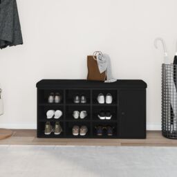 Berkfield Home Storage Bench Black Oak 100x30x48 cm Engineered Wood - Size: 100 x 30 x 48 cm - thumbnail 4