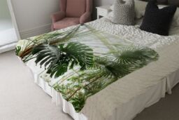 Benjamin Tate Design Green plants in botanical garde Designer Blanket in Natural - Size: 120 cm x 150 cm - thumbnail 4