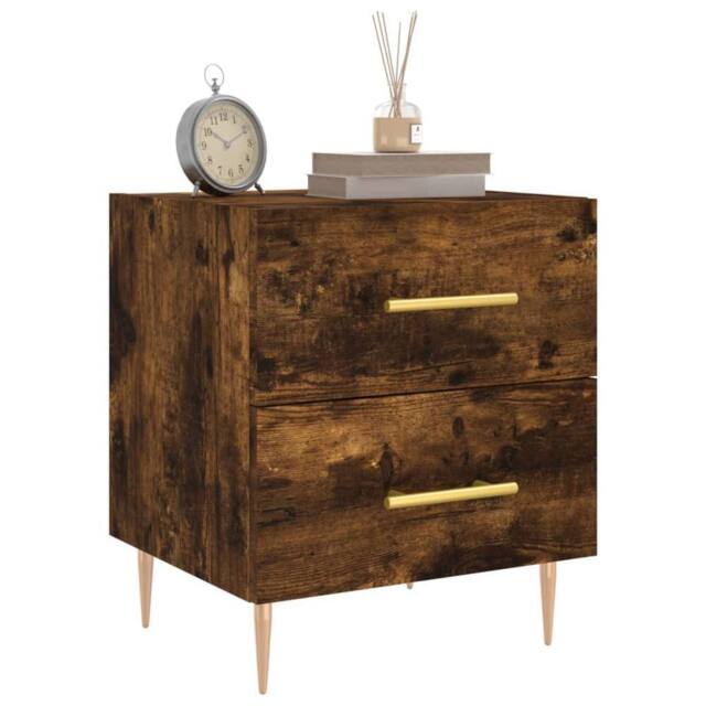 Berkfield Home Modern Bedside Cabinet Smoked Oak 40x35x47.5 cm Engineered Wood in Brown - image 1