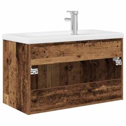 Berkfield Home Sink Cabinet with Built-in Basin & Faucet Old Wood in Brown - thumbnail 8