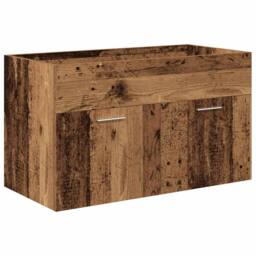 Berkfield Home Sink Cabinet with Built-in Basin & Faucet Old Wood in Brown - thumbnail 4