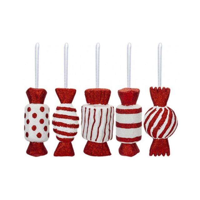 Garden Greatness Set Of 5 Hanging Candy Cane Sweet Decoration in Red - Size: 1 Pack