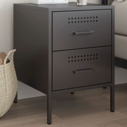 Berkfield Home Bedside Cabinet Black 36x39x50.5 cm Steel - thumbnail 1