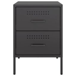Berkfield Home Bedside Cabinet Black 36x39x50.5 cm Steel - thumbnail 6