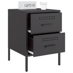 Berkfield Home Bedside Cabinet Black 36x39x50.5 cm Steel - thumbnail 5