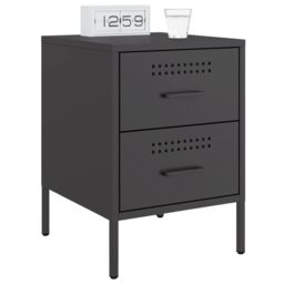Berkfield Home Bedside Cabinet Black 36x39x50.5 cm Steel - thumbnail 4
