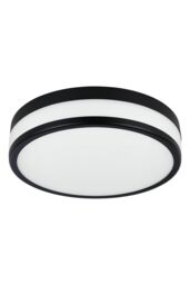 Eglo Palermo LED Glass & Black Steel Flush Bathroom Ceiling Light - thumbnail 1