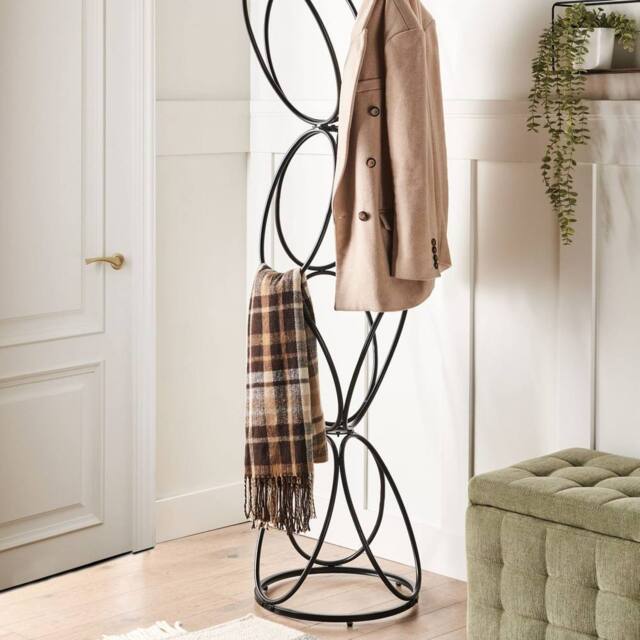 Wyld and Coco Coat Stand Black Metal 160 cm Freestanding Jacket Rack Industrial - image 1