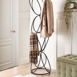 Wyld and Coco Coat Stand Black Metal 160 cm Freestanding Jacket Rack Industrial