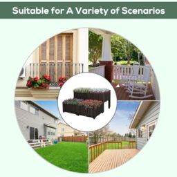 OUTSUNNY Elevated Flower Bed Vegetable Herb Planter Plastic in Brown - thumbnail 6