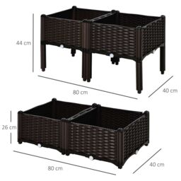 OUTSUNNY Elevated Flower Bed Vegetable Herb Planter Plastic in Brown - thumbnail 3