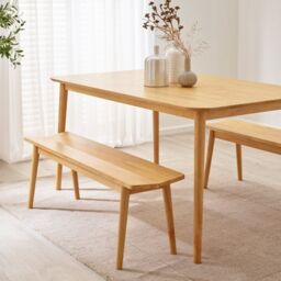 FurnitureboxUK Lynton Large Oak Effect Wooden Dining Table with 4 Millford Chairs & Bench in Light Oak - thumbnail 6