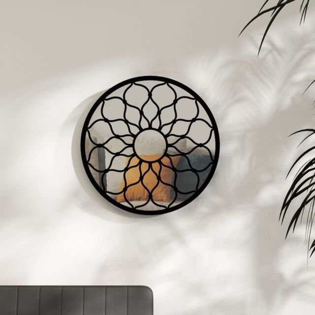 Berkfield Home Mirror Black 40x3 cm Iron Round for Indoor Use - image 1