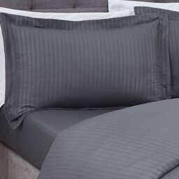 Smart Living Luxury Super Soft Easy Care Sateen Stripe Complete Bedding Set in Charcoal - Size: King - thumbnail 3