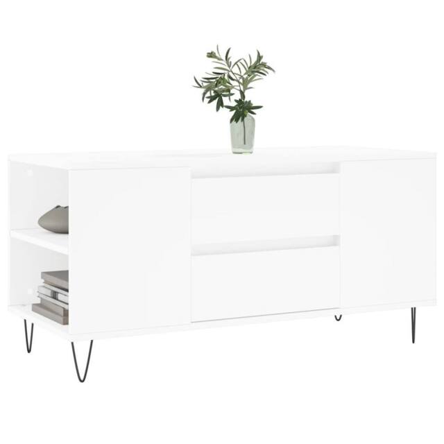 Berkfield Home Modern Coffee Table White 102x44.5x50 cm Engineered Wood - image 1