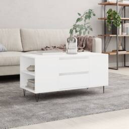 Berkfield Home Modern Coffee Table White 102x44.5x50 cm Engineered Wood - thumbnail 2