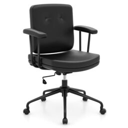 Gymax Home Office Chair Swivel Computer Chair With Adjustable Height & Wheels in Dark Brown